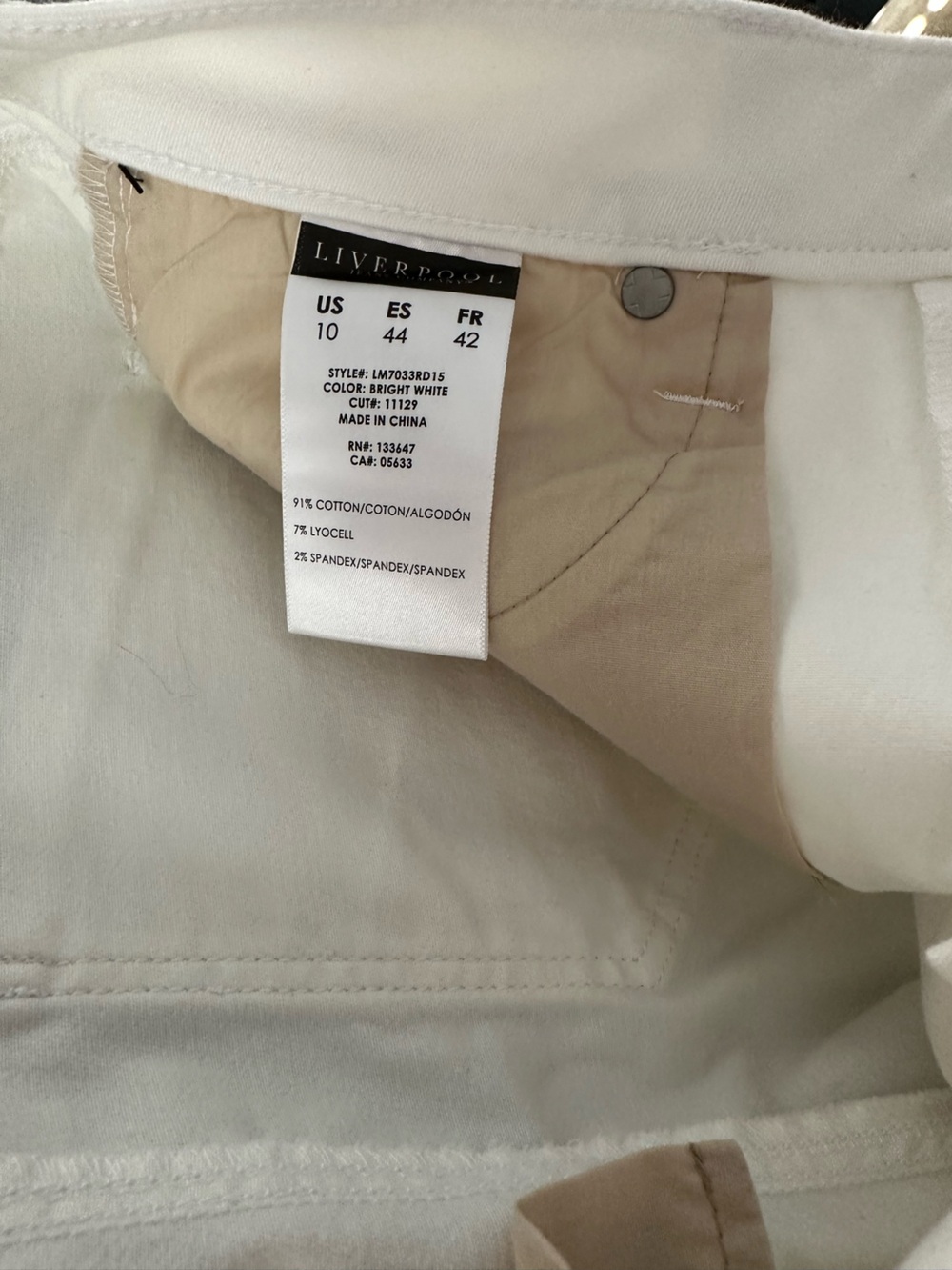 Liverpool Jeans Company Cream Cropped Ankle Pants - Picture 5 of 7